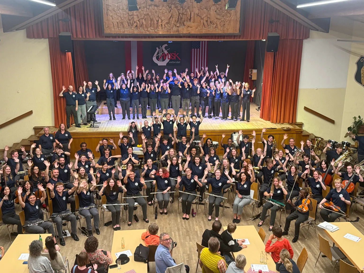 High school musicians performing together during the AMA Empire–Liberty Tour 2025.