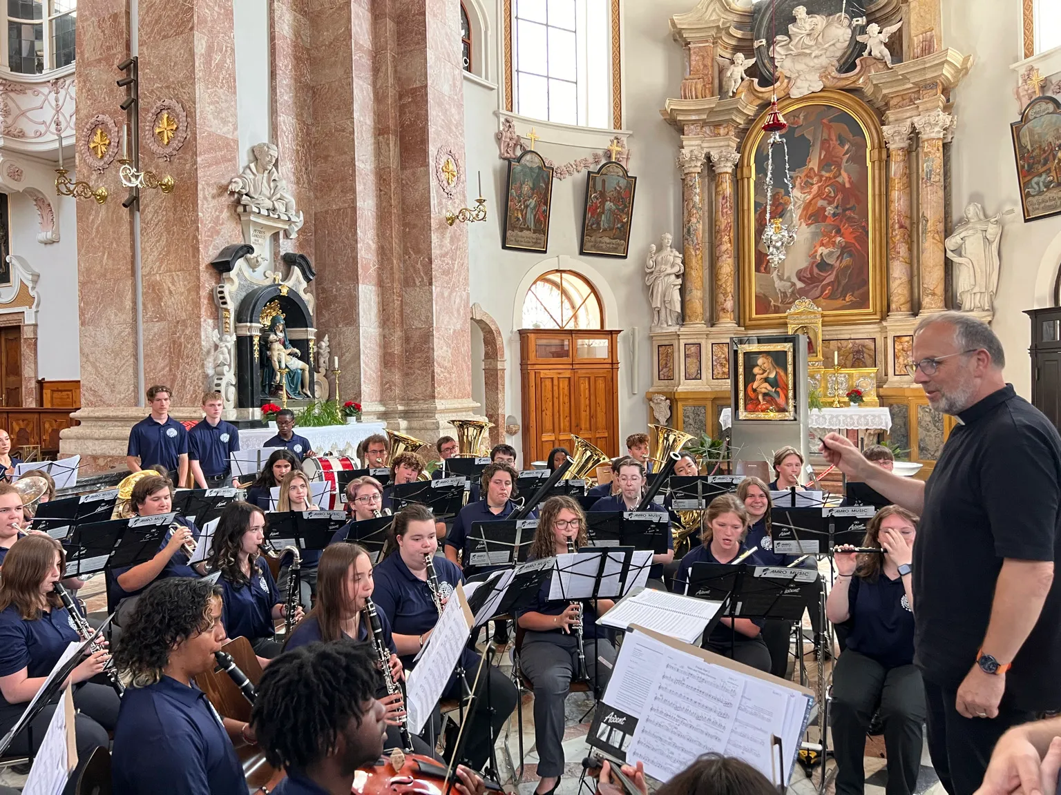 High school musicians performing during the AMA Stars & Stripes Tour.