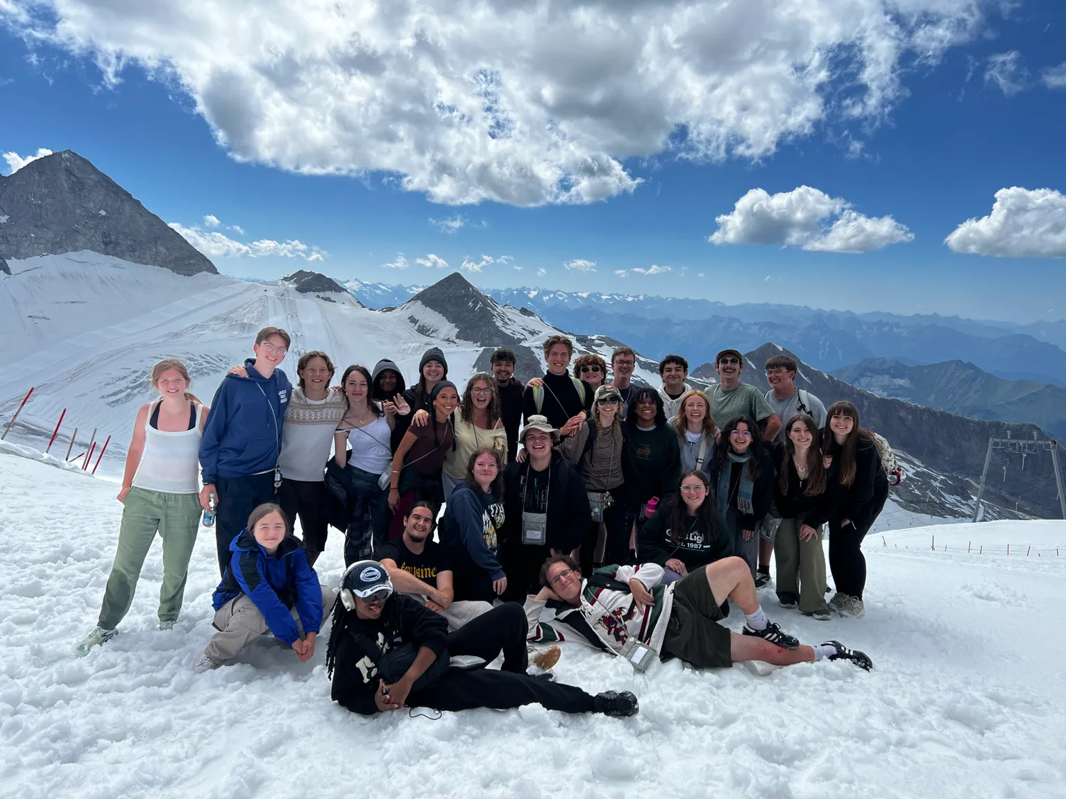 AMA Stars & Stripes participants posing on an Austrian glacier