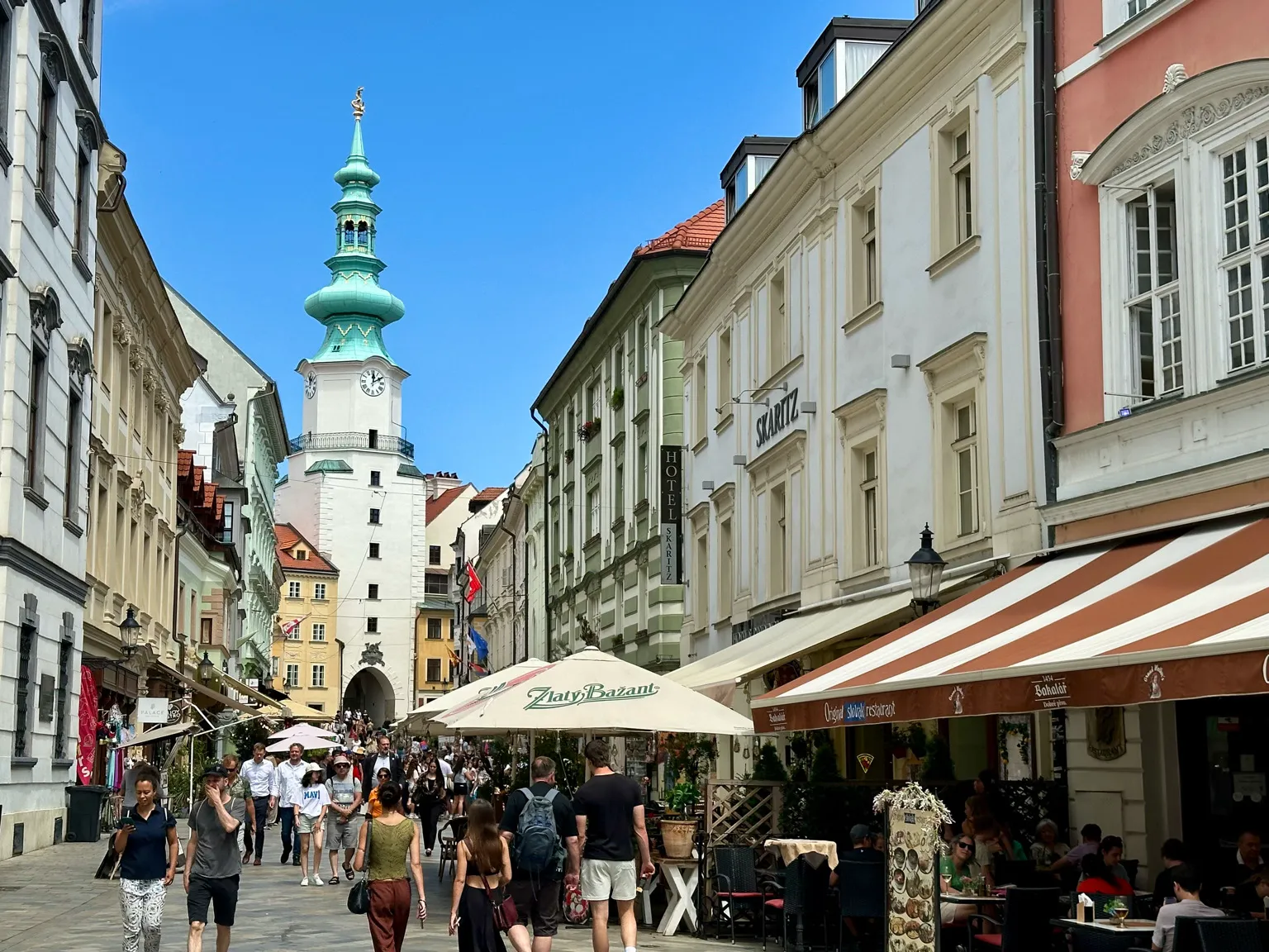 Colorful streets and cafés in Bratislava’s Old Town