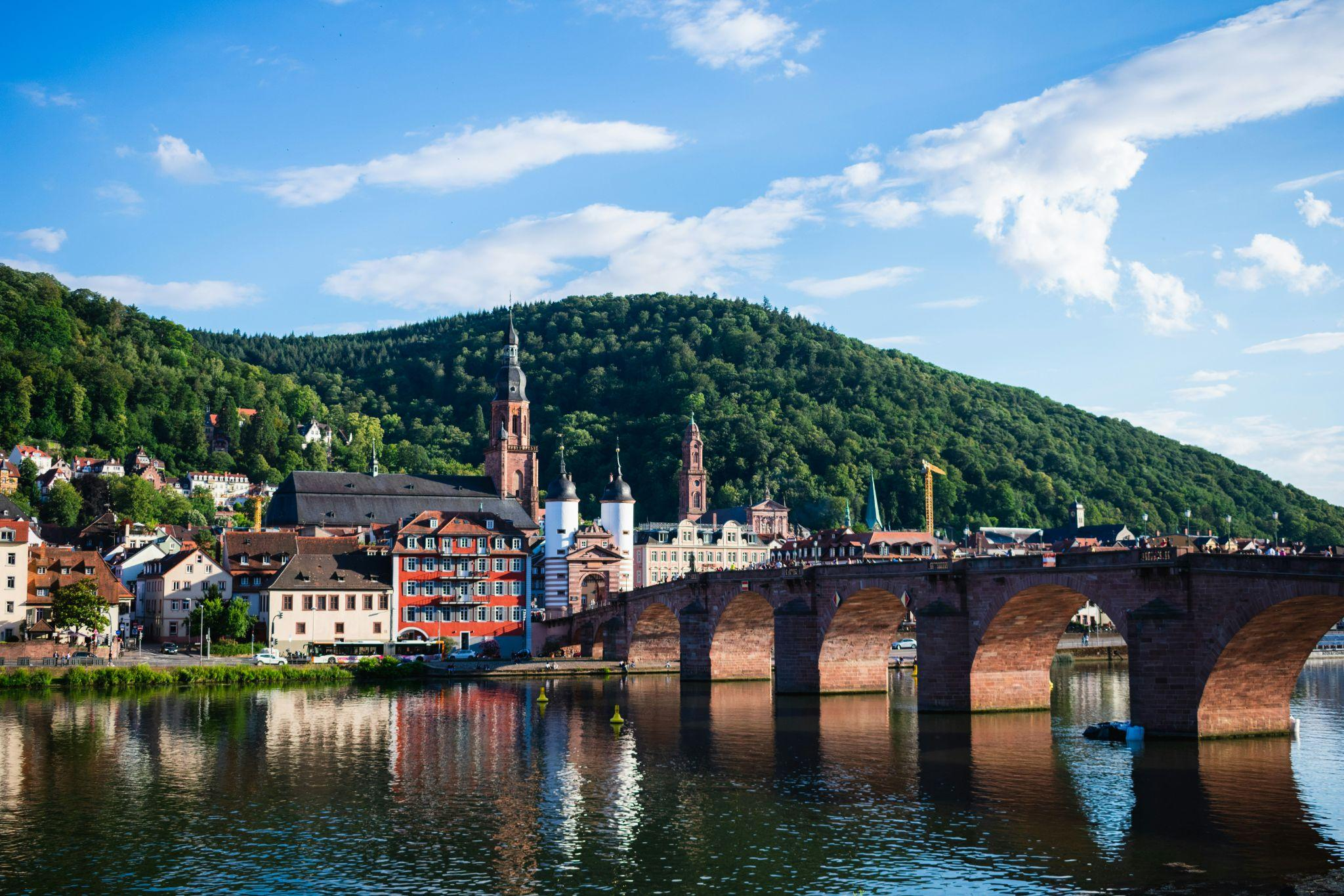 Scenic view of Heidelberg with its historic bridge in Germany.