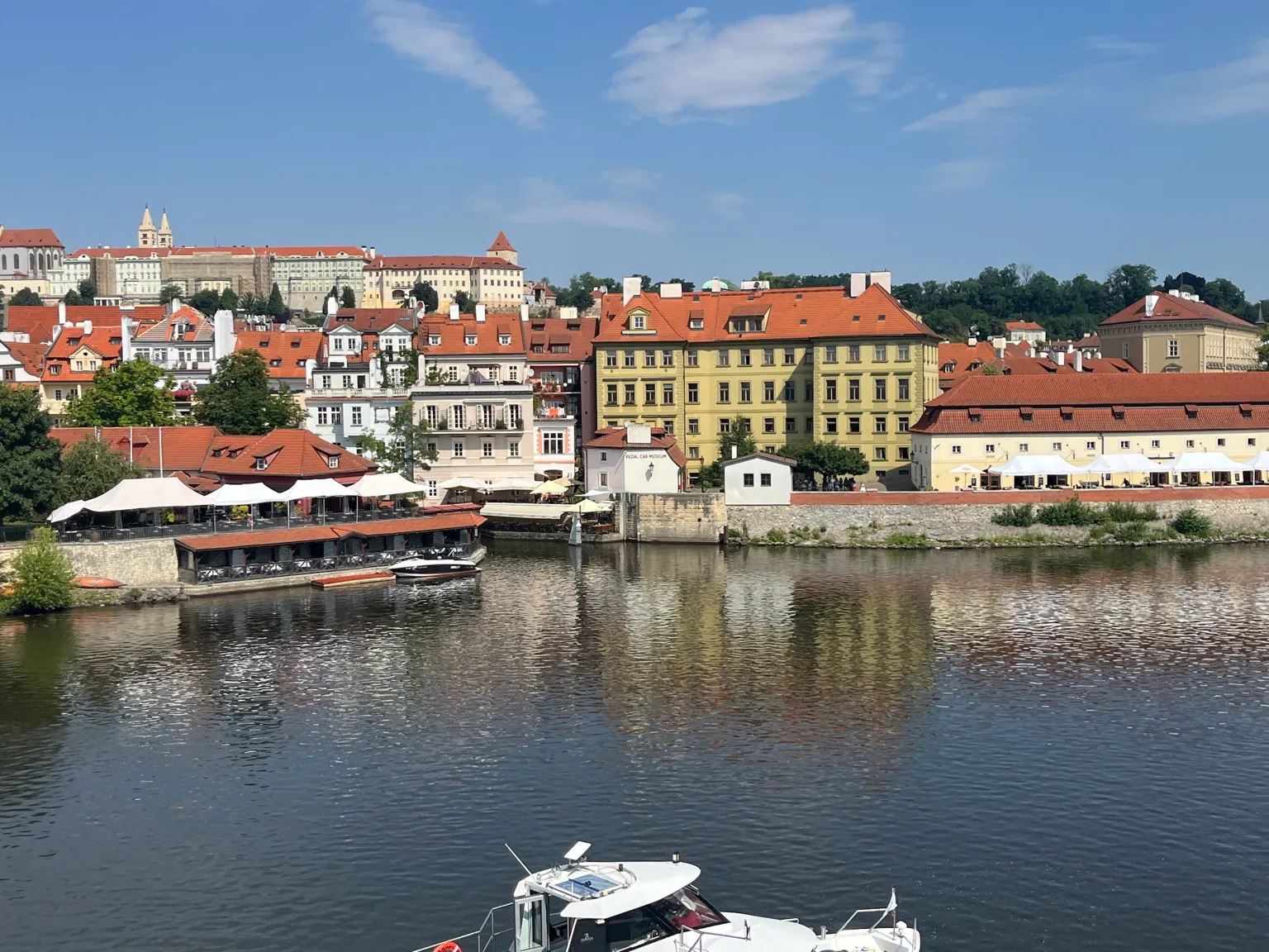 Scenic view of the Vltava River and Prague Castle