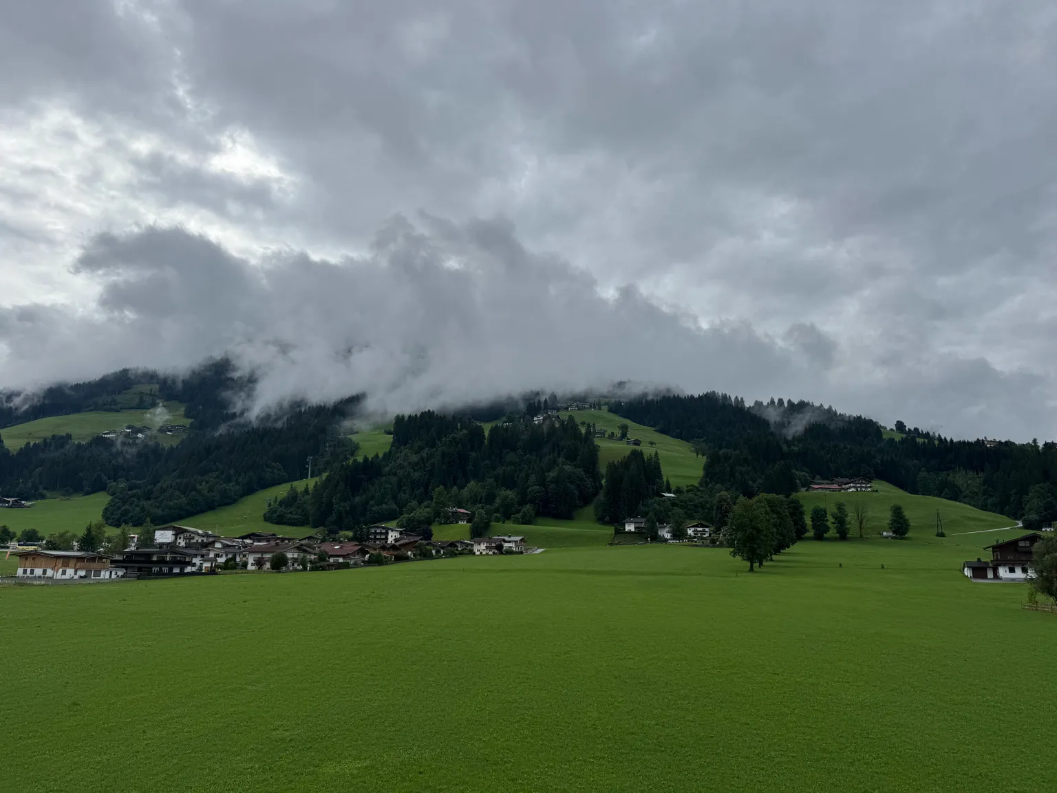 Green valley and mountain landscape near Westendorf, Austria