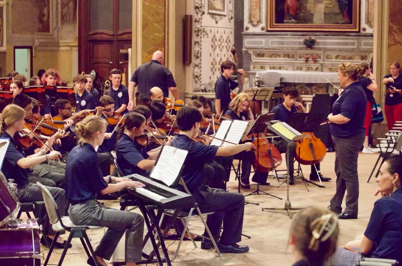 A student music ensemble performing during the Bronze Tour.