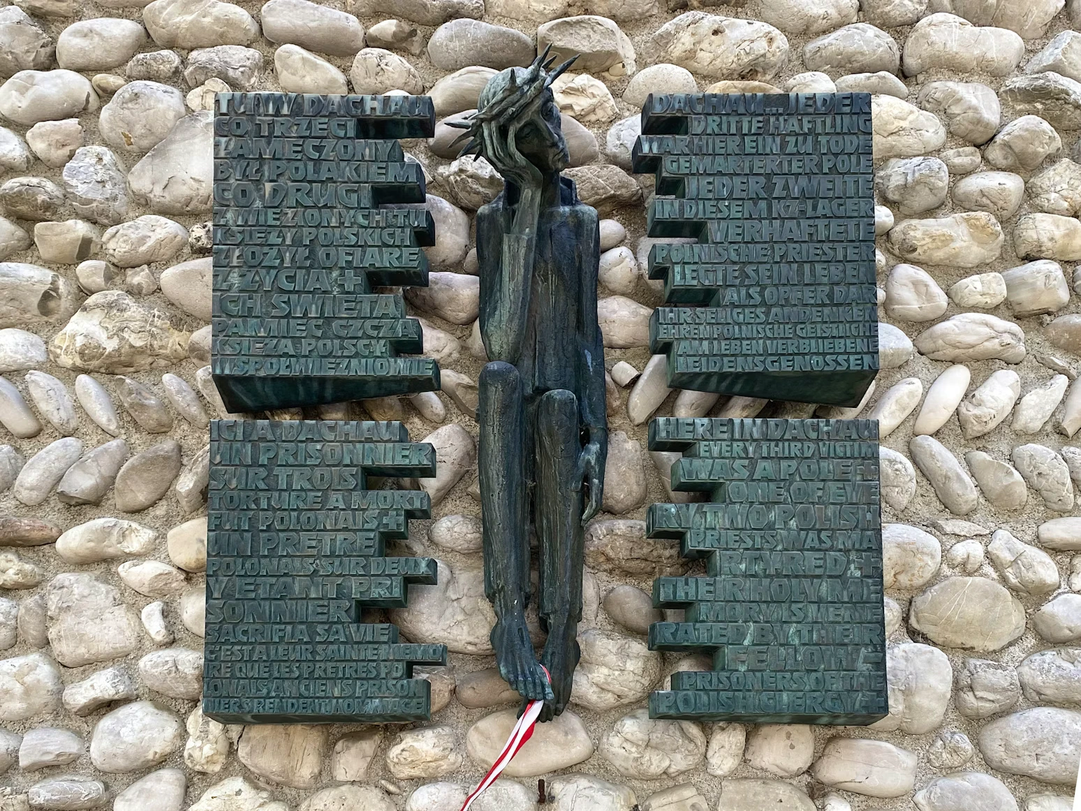 A memorial sculpture at Dachau Memorial in Germany.