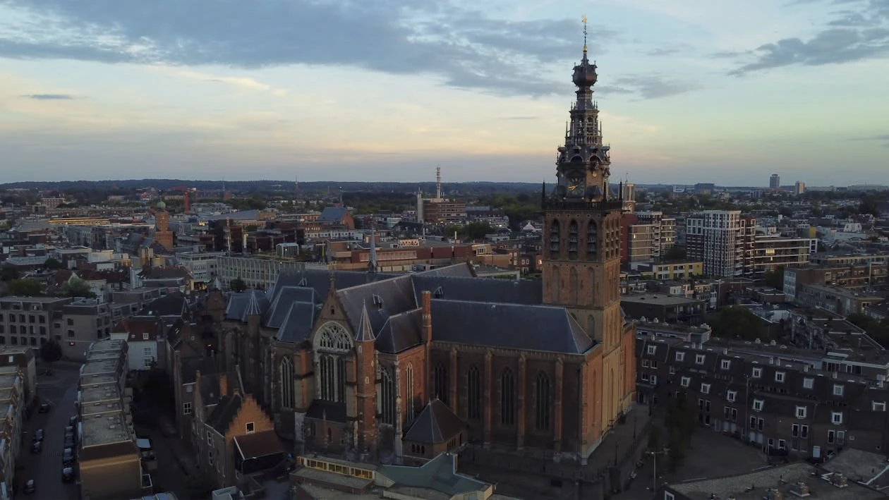 Historic European cathedral and city skyline.