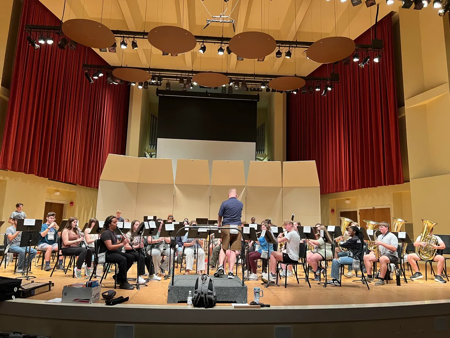Student musicians rehearsing together.